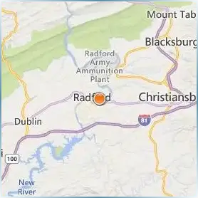 Radford University Location Map